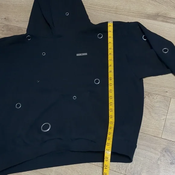 Teddy Fresh Black Pullover Unisex Hoodie Grommet Accents Streetwear Style Size L - Picture 6 of 8